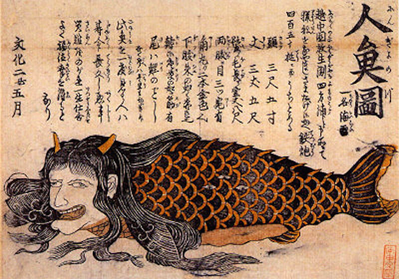 江戸時代の人魚（瓦版より）の拡大画像