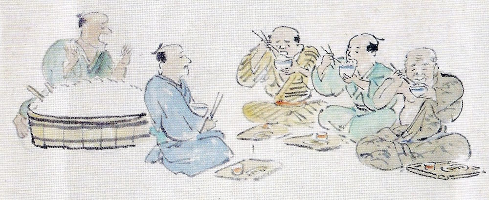 江戸時代の大食い大会の様子（飯の部）の拡大画像