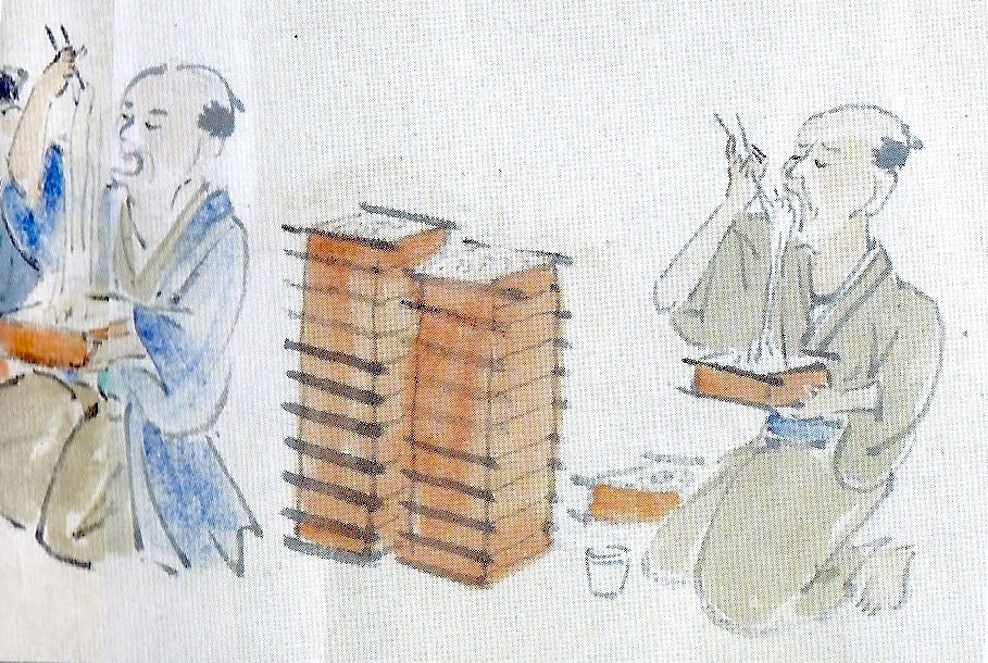 江戸時代の大食い大会の様子（そばの部）の拡大画像