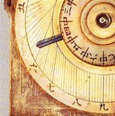 振子円グラフ式文字盤掛時計の文字盤（江戸時代）の拡大画像