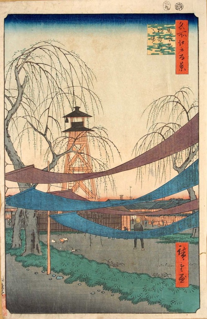 『名所江戸百景』「馬喰町初音の馬場」（歌川広重 画）の拡大画像