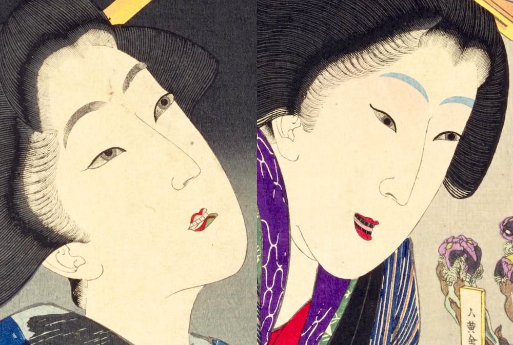 江戸時代の若い娘とおかみさんの化粧の違い（拡大画像）