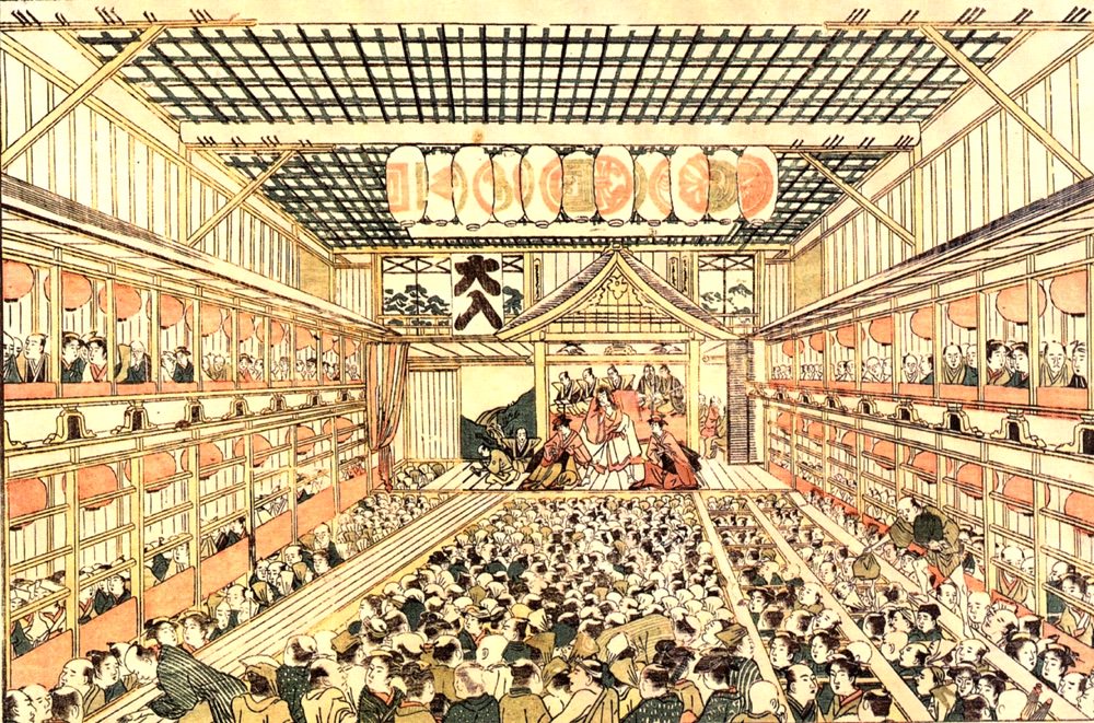 『東都歌舞伎大芝居の図』（葛飾北斎 画）の拡大画像