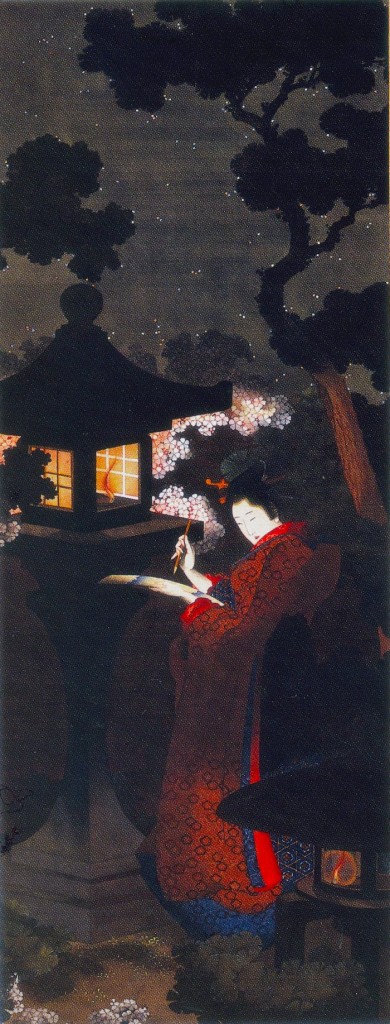 『夜桜美人図』（葛飾応為 画）の拡大画像