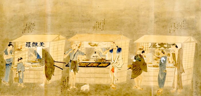 『近世職人尽絵詞』にある屋台の様子（1805年、北尾政美 画）