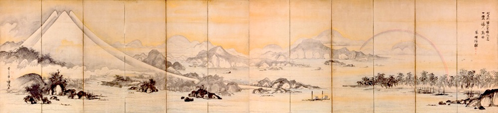 『富士三保松原図屏風』曽我蕭白 作（江戸時代中期）の拡大画像