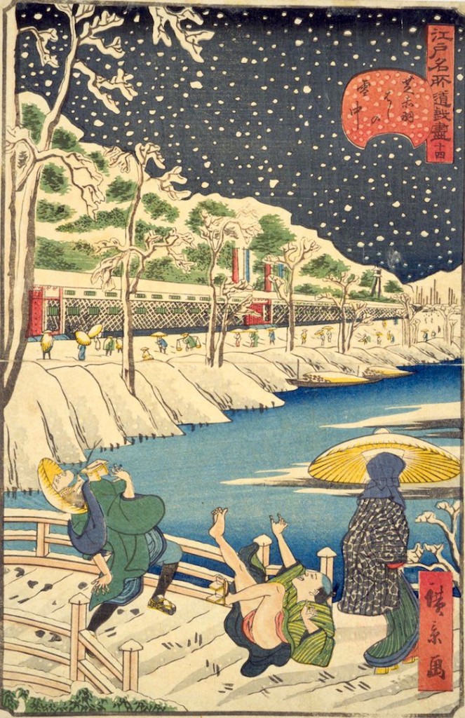 『十二月の内　小春初雪』（歌川豊国 画）の拡大画像