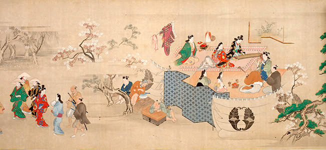 華やかな元禄文化を伝える『江戸風俗絵巻』（菱川師宣 画）