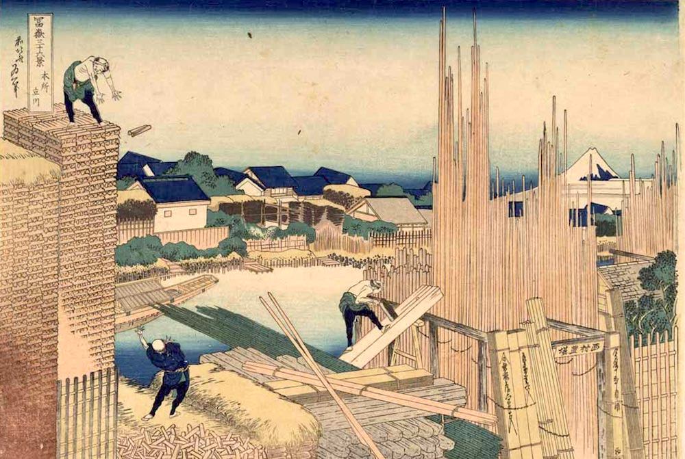 江戸時代の本所エリア（『富嶽三十六景』「本所立川」葛飾北斎 画）の拡大画像