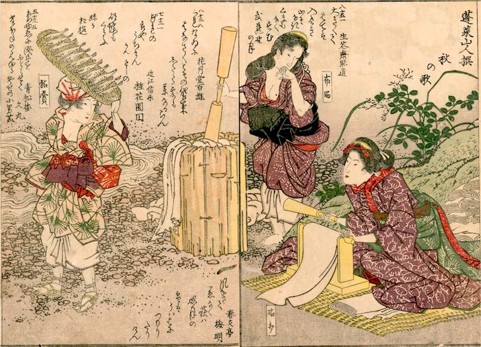 川辺で働く江戸時代の女性たち（『花容女職人鑑』より）