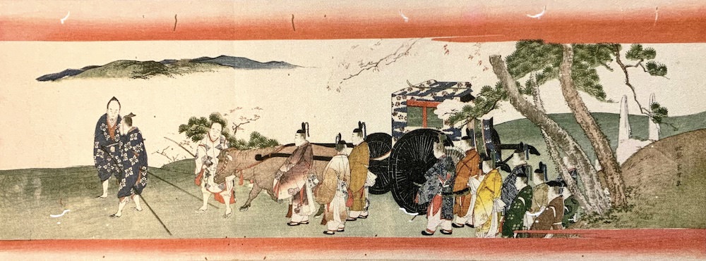 『津和野藩伝来摺物』「吉野山花見」（葛飾北斎 画／1797年）の拡大画像