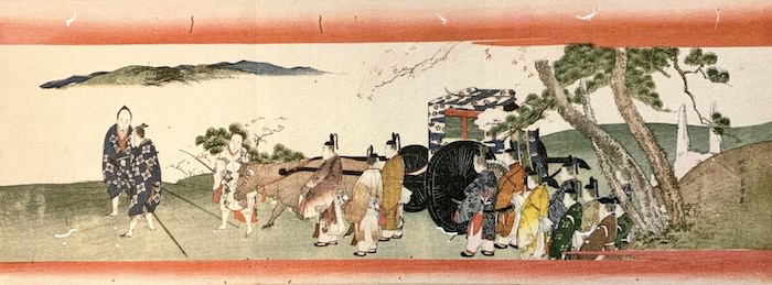 『津和野藩伝来摺物』「吉野山花見」（葛飾北斎 画／1797年）