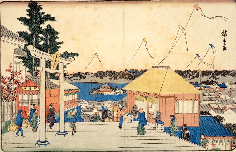 『江都名所　湯しま天神社』（歌川広重 画）の拡大画像