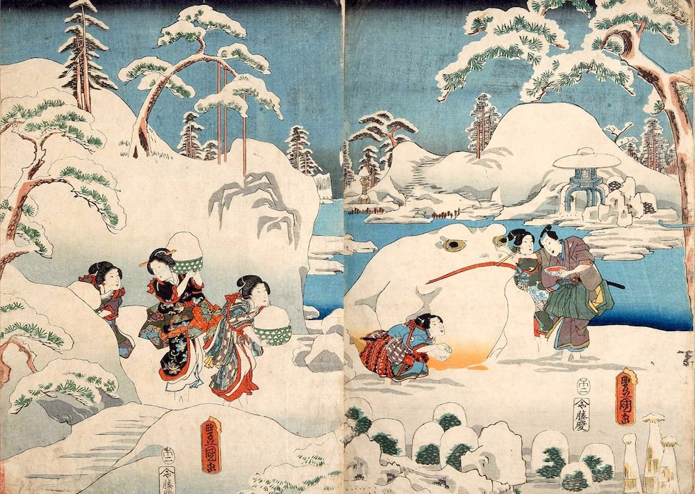 『源氏十二ヶ月之内　雪見月』（三代歌川豊国 画）の拡大画像