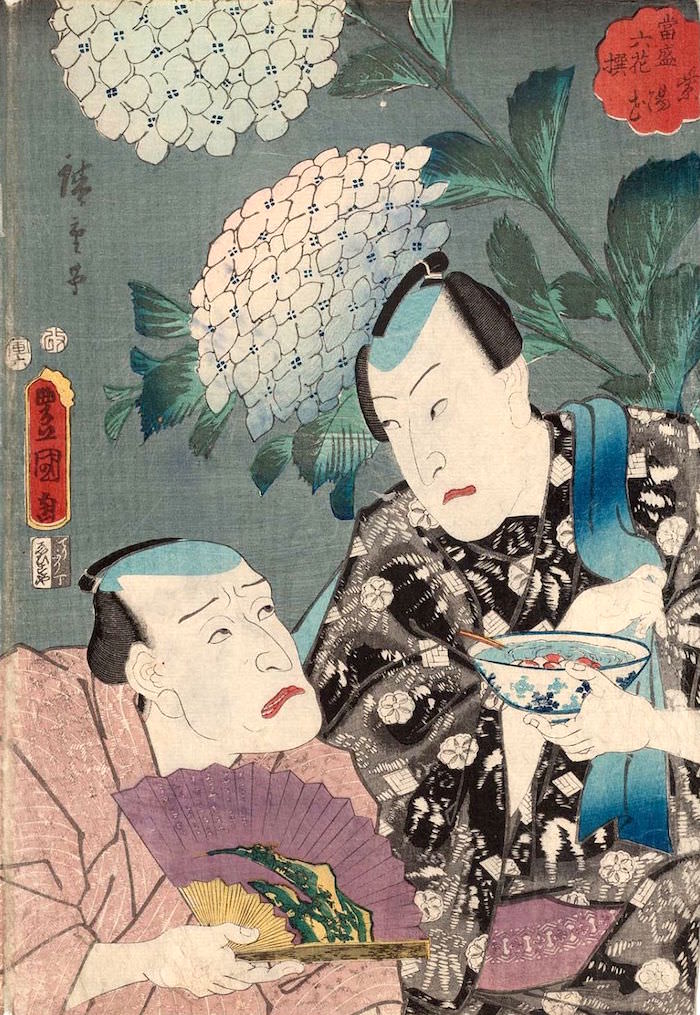 『当盛六花撰　紫陽花』（三代歌川豊国・歌川広重 画）の拡大画像