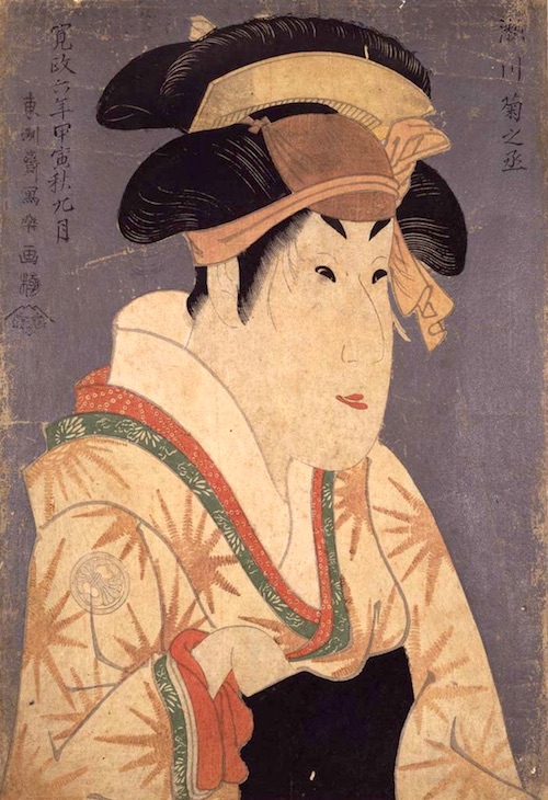 Actor Segawa Kikunojô III as Oshizu, Wife of Tanabe Bunzô